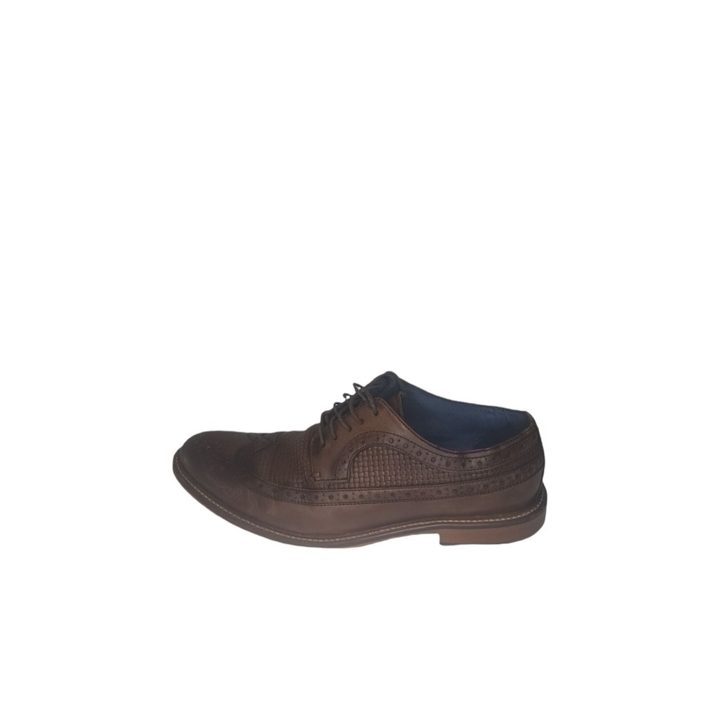 Aston Grey Oxford Shoes Men Sz 9 Bodega Brown Leather Lace Up Brogue Dress Shoes